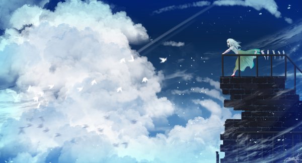 Девушка в небе арт