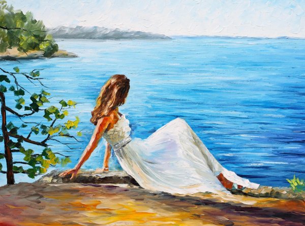 Женщина акрилом