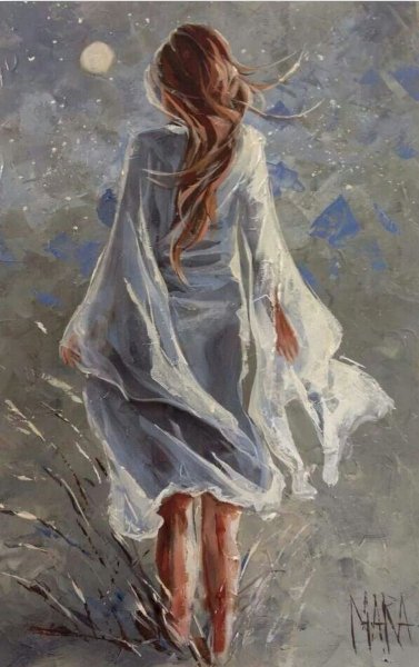 Девушка и море живопись