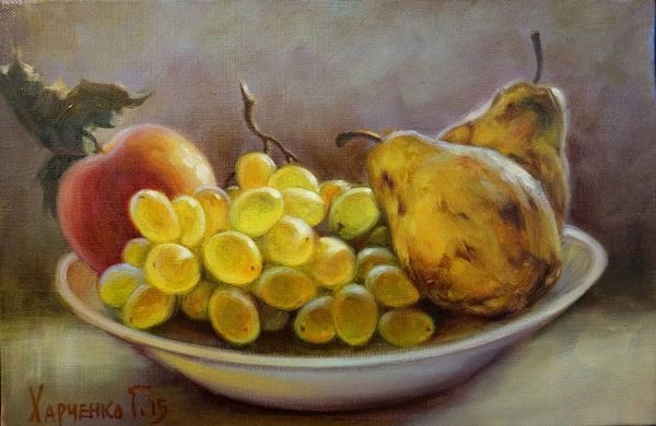 Натюрморт с грушами и виноградом