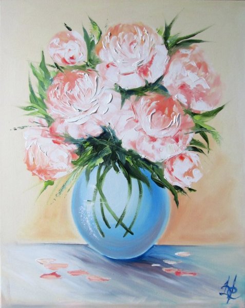 Пионы гуашью