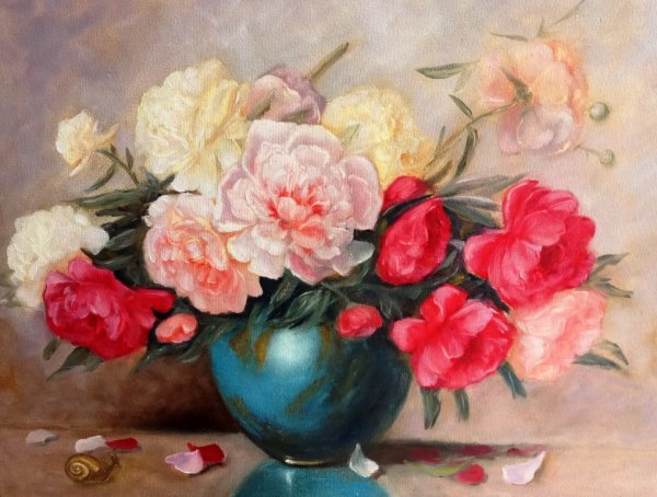 Кукуйцев в.в. пионы .натюрморт. Живопись.