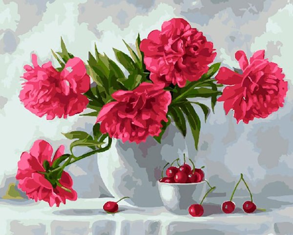 Пионы и вишня