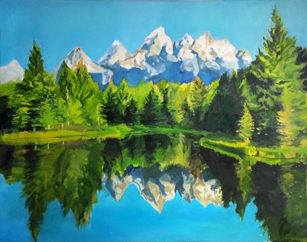 Картина горное озеро