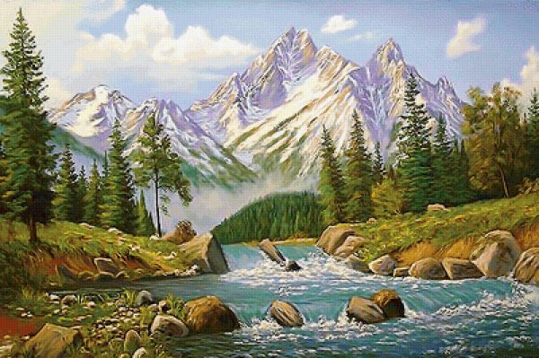 Вышивка " горный пейзаж" Goblenset