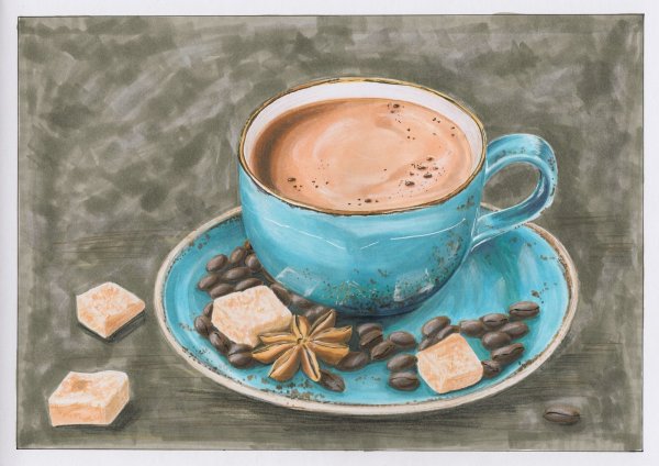 Кофе акварель