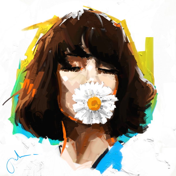 Девушка с ромашкой во рту