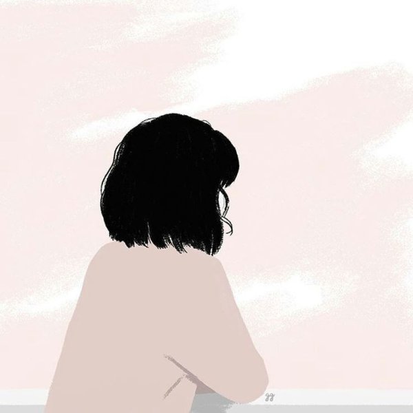 Брюнетка с каре со спины