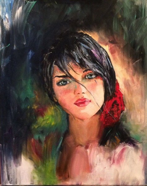 Портрет брюнетки живопись