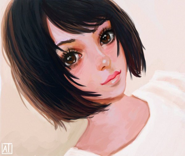 Мультяшные девушки с каре