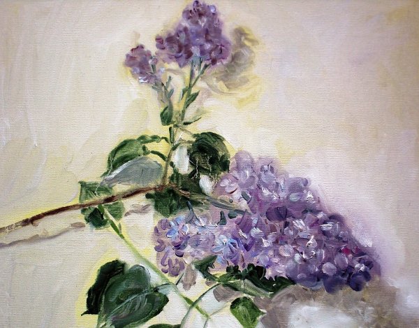Веточки сирени живопись