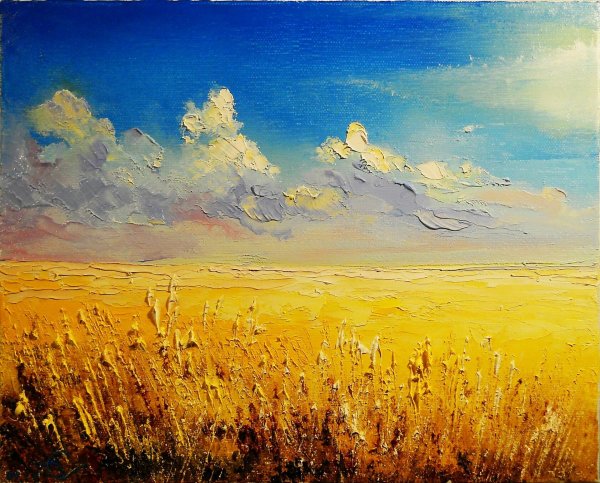 Живопись масло мастихин Солнечный пейзаж