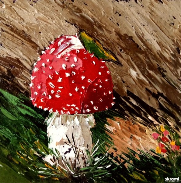 Мухомор картина маслом