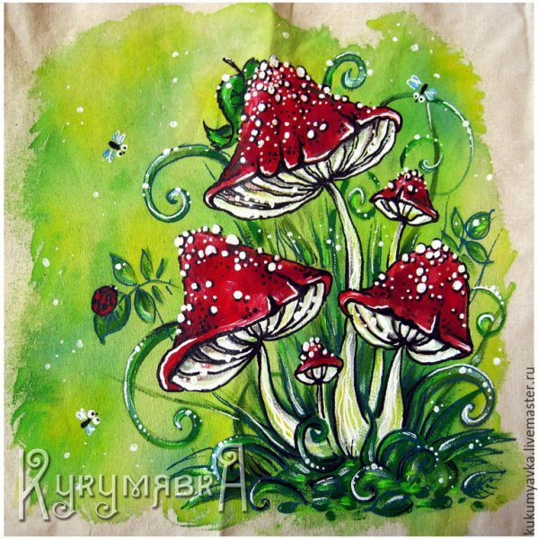 Мухомор акрилом картина
