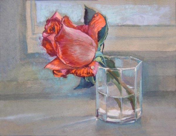 Натюрморт с цветами цветными карандашами