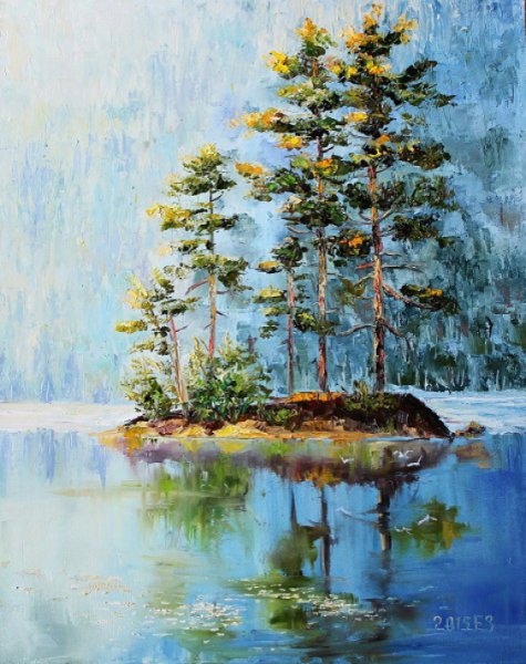 Пейзаж сосны картина