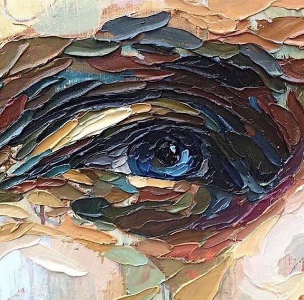 Крупные мазки маслом