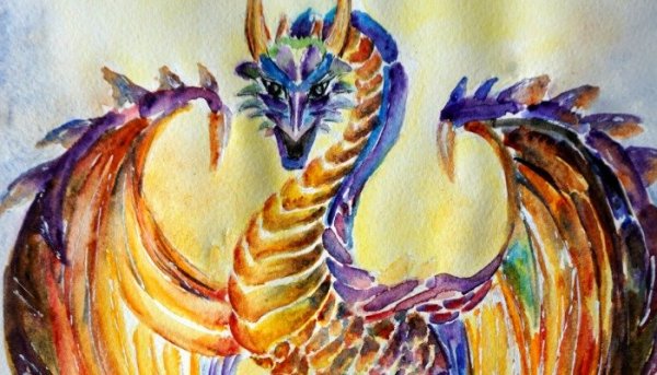 Дракон гуашью