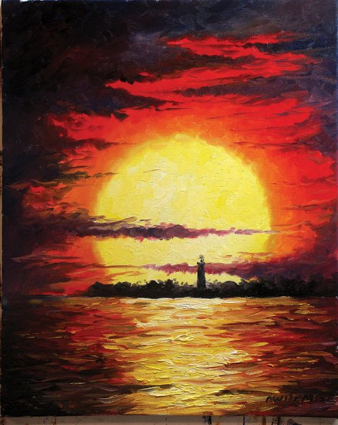 Закат солнца живопись