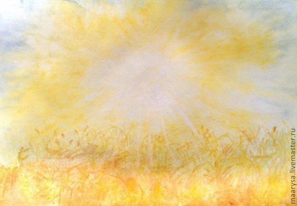 Лучи солнца акварель