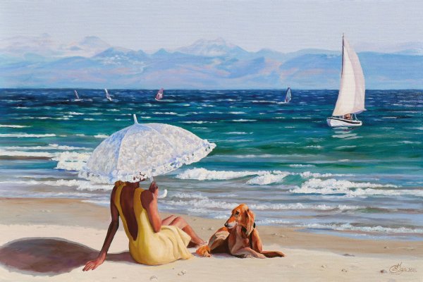 Девушка и море живопись