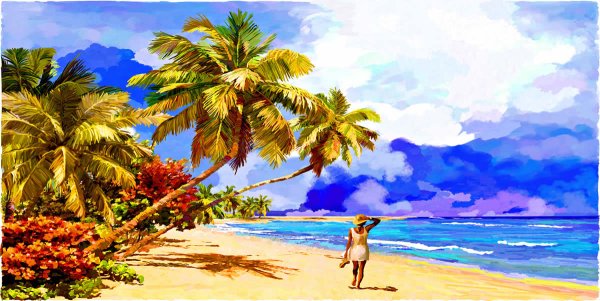 Тропическое побережье живопись