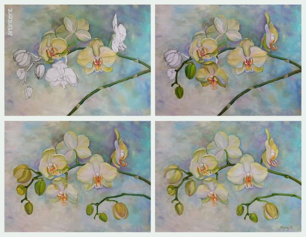 Живопись цветы пошагово