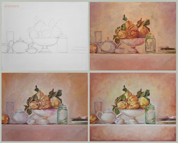 Этапы рисования натюрморта живопись