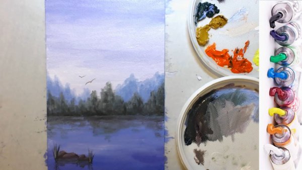 Пейзаж маслом пошагово