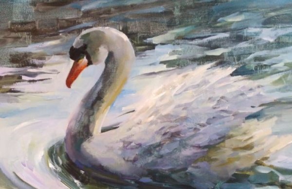 Лебеди маслом