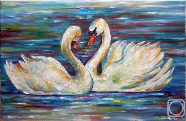 Картина гуашью лебеди