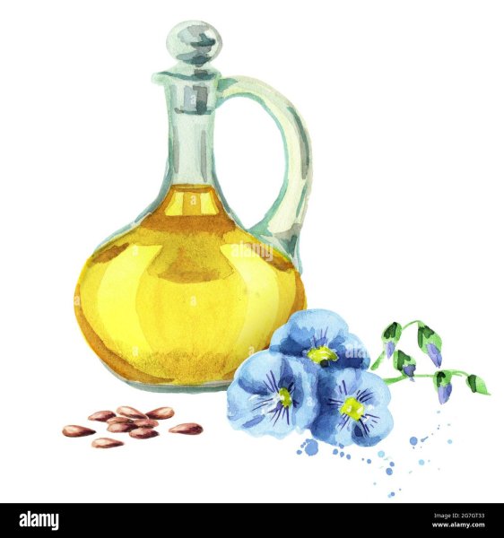 Льняное масло на белом фоне