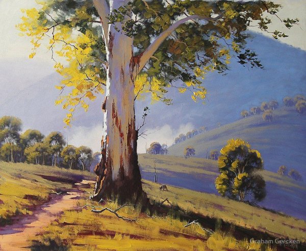 Горная река картины пастозный