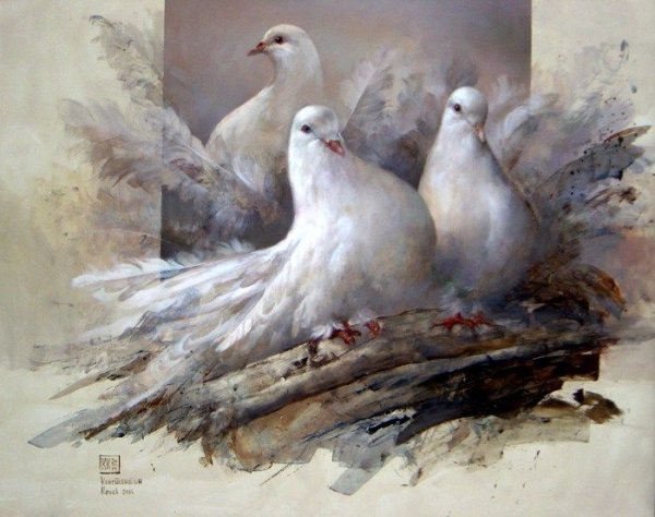 Константин Качев картины с голубями