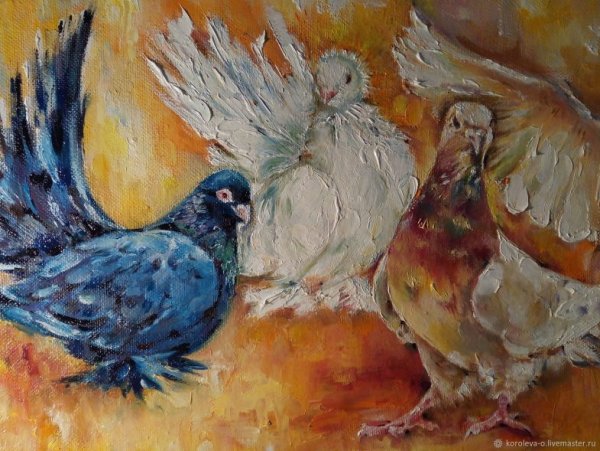 Голубки живопись