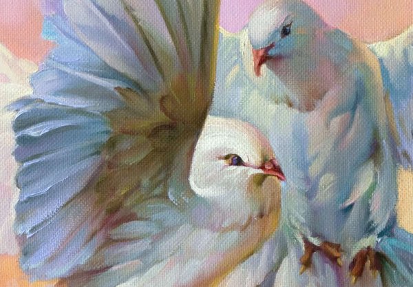 Белый голубь живопись