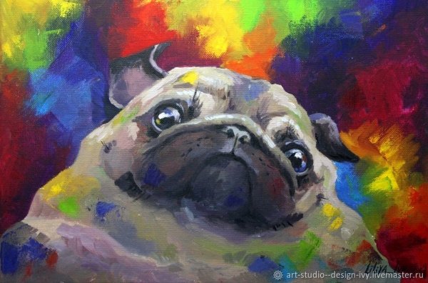 Мопс на холсте