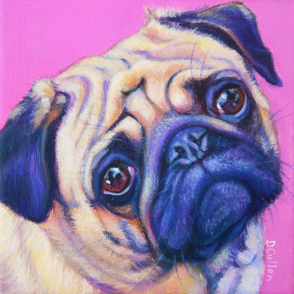 Мопс акриловыми красками