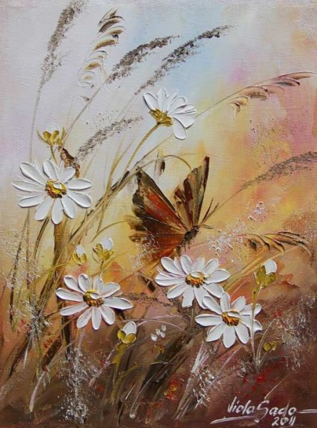 Полевые цветы акрилом