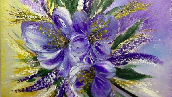 Фантазийные цветы акрилом