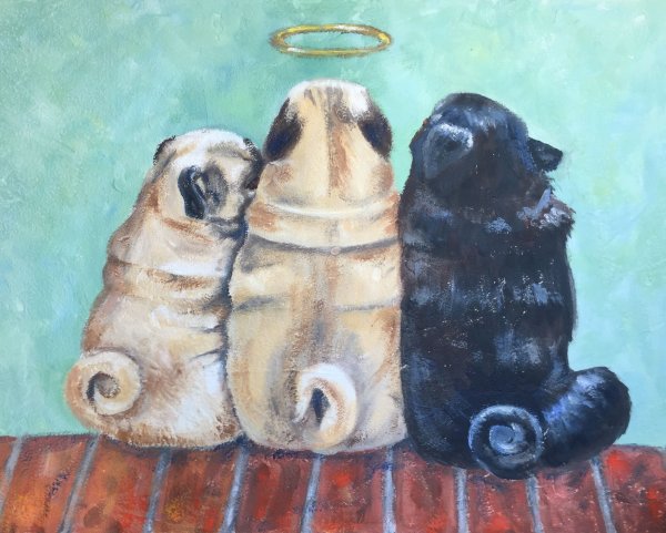 Мопс картина акрилом