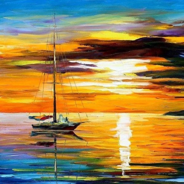 Леонид Афремов море закат яхты