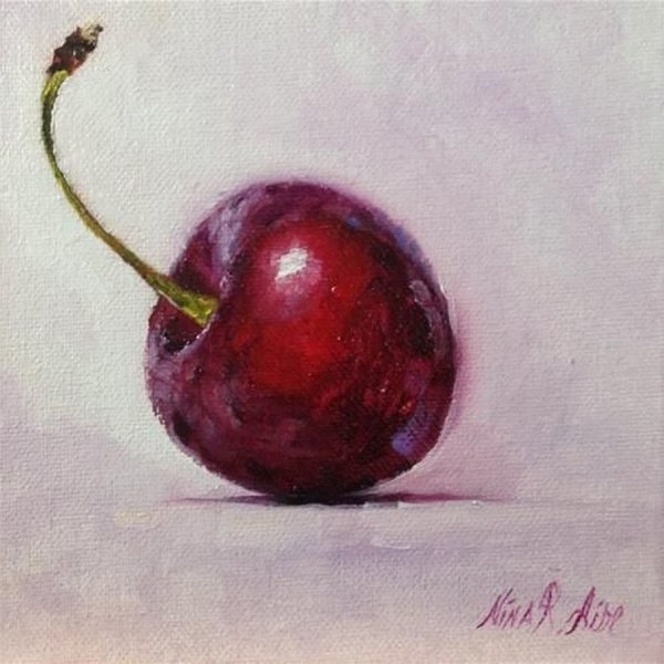 Этюд вишня акварелью