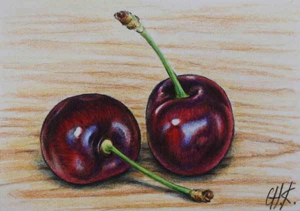 Черешня гуашью