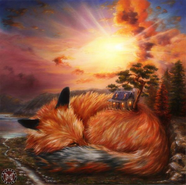 Лисенок живопись