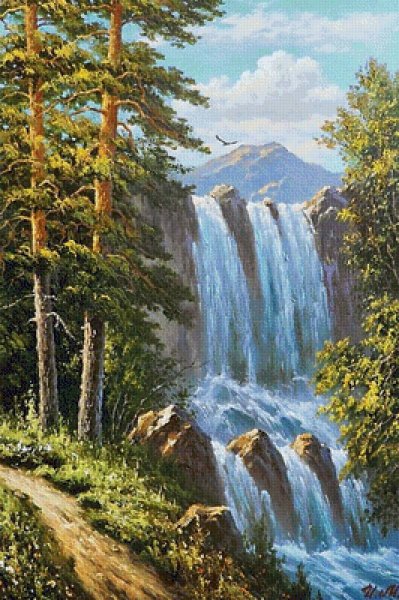 Академический пейзаж горы водопад Базанова