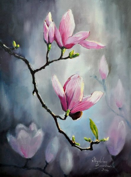 Магнолия Суланжа акварель
