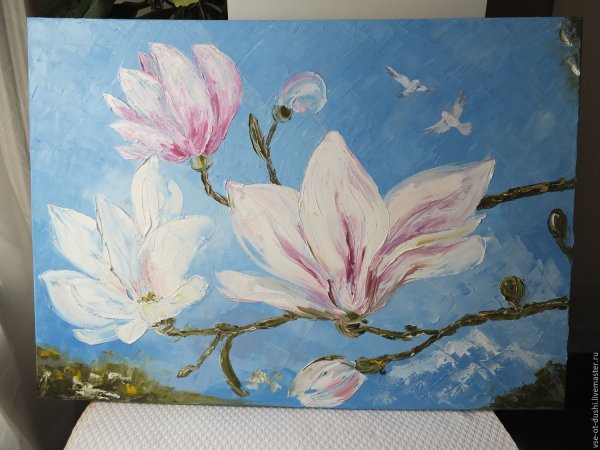 Магнолия маслом на холсте
