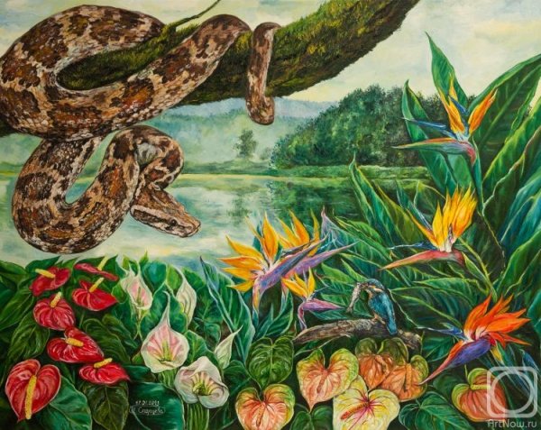 Змея картина маслом