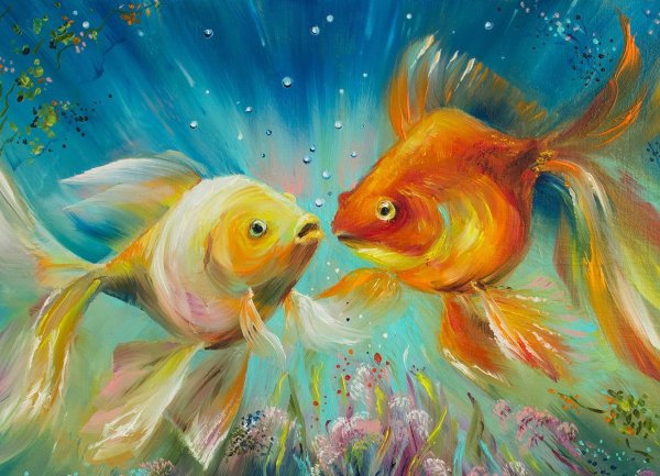 Золотая рыбка живопись